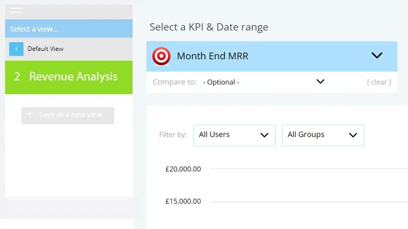 a green button selcting a Analytics view